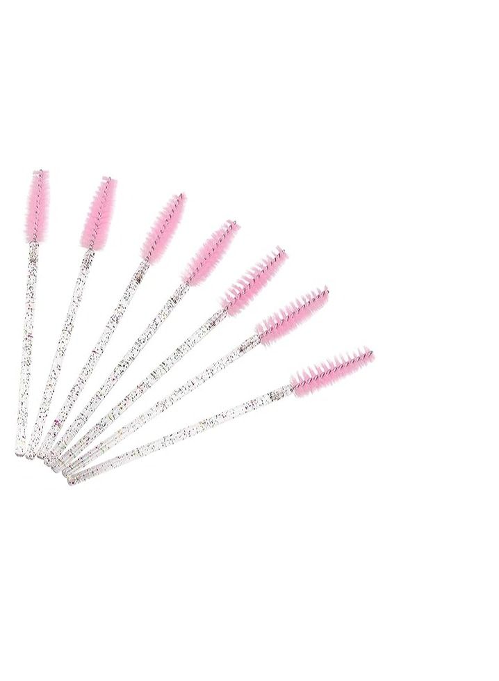 ORiTi ORiTi 50 Pcs Disposable Mascara Brushes Crystal Eyelash Wands Mascara Applicator Spooly for Eyelashes - Pink - Image 3