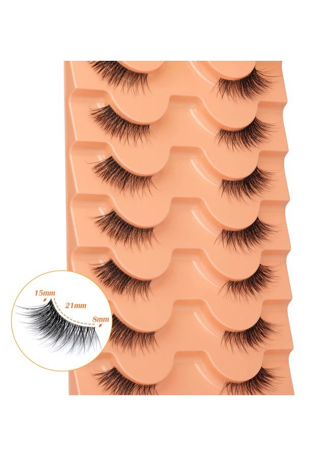 Eefofnn Half Lashes Natural Look Wispy False Eyelashes Mink 3/4 Corner Lashes Clear Band Fake Eyelashes 7 Pairs Multipack - Image 4