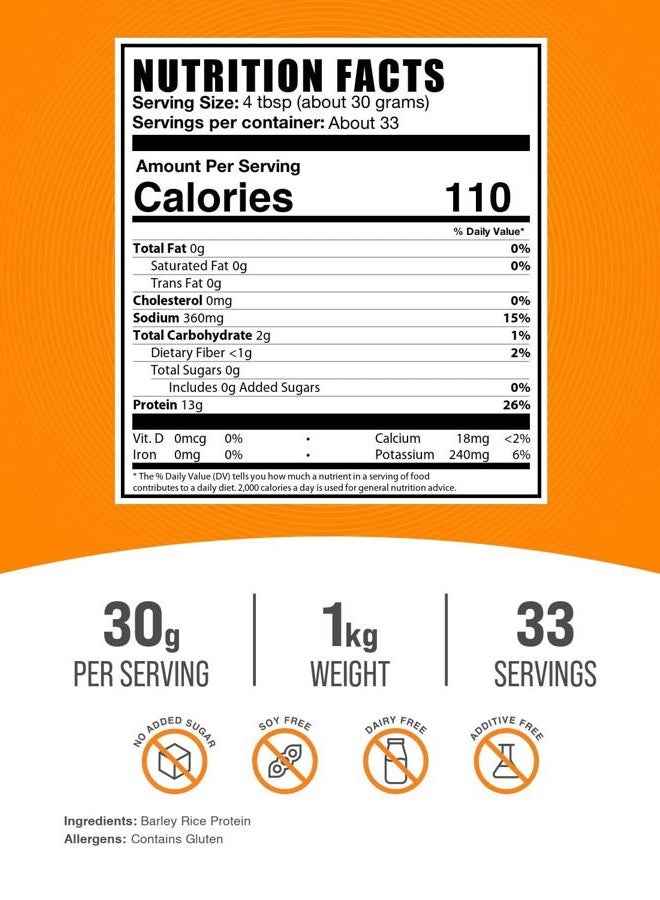 BulkSupplements مسحوق بروتين أرز الشعير من BULKSUPPLEMENTS.COM - 1 كيلوغرام - Image 2