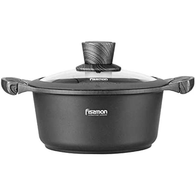 Fissman Stockpot With Glass Lid Casserole With Cover Healthy Pasta Pot Cooking Sauce Pot With Woodgrain Bakelite Handle All Stove Compatible Cookware Easy To Clean - Image 1