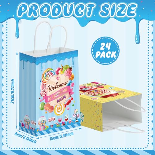 Sinload 24 Pcs Candy Sweet Land Goodie Bags with Handles Lollipop Gift Bags Candy Party Favors Sweet Shop Theme Treat Boxes for School Birthday Wedding Baby Shower Party Decor - Image 2