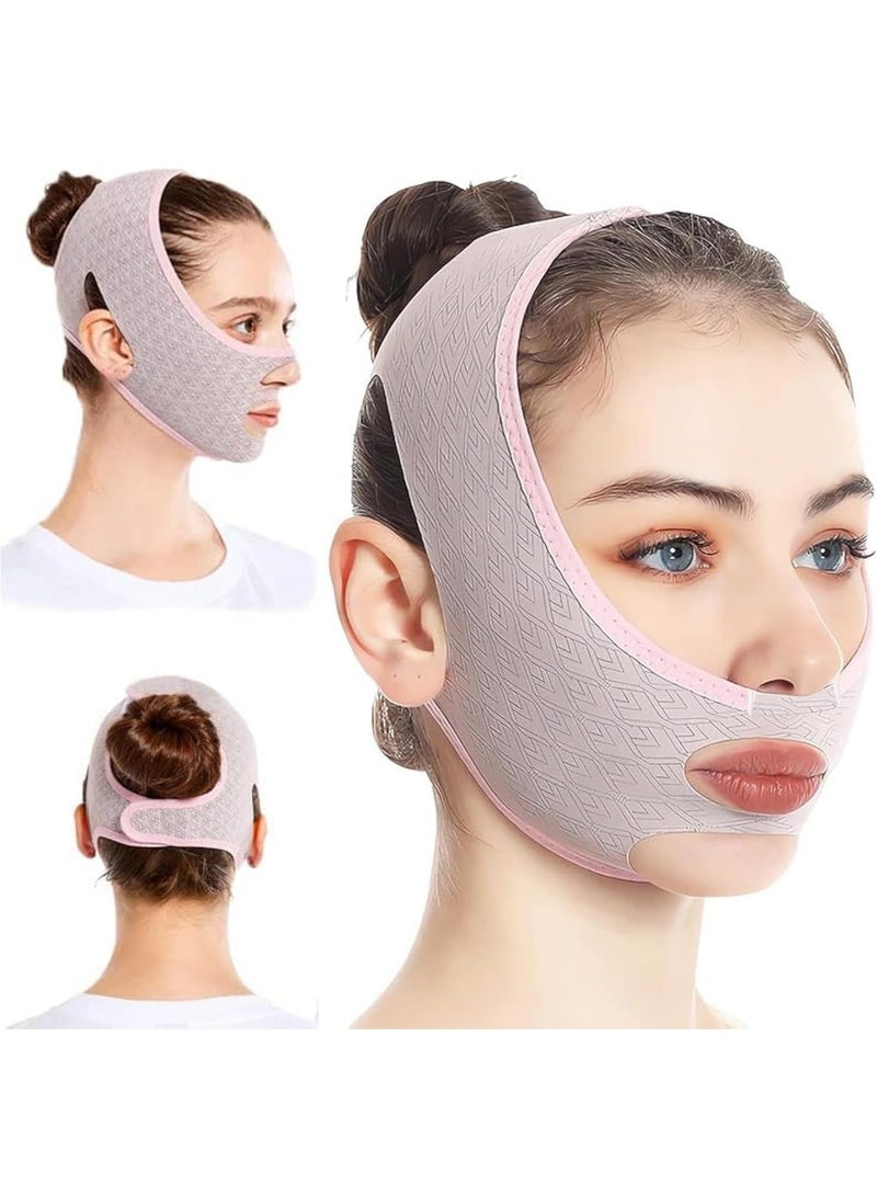 saykfoe V Line Lifting Mask Chin strap for sleeping, V Line Lifting Mask for Women, Jaw Exerciser (Medium, Pink) - Image 1