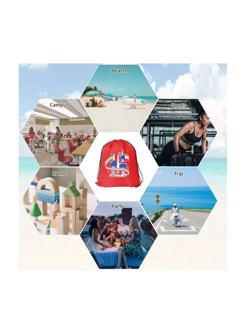 PRINTSHOP4ME Pack Of 3 Drawstring Bags With Kuwait Design For Kids And Adults-Durable Sports Backpack,Great For School And Everyday Use,Lightweight With National Day For Outdoor - Image 4