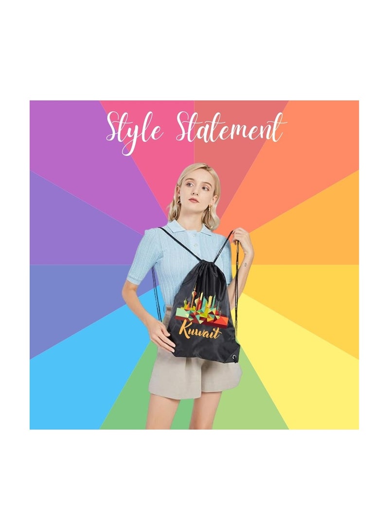 PRINTSHOP4ME Pack Of 3 Drawstring Bags With Kuwait Design For Kids And Adults-Durable Sports Backpack,Great For School And Everyday Use,Lightweight With National Day For Outdoor - Image 5