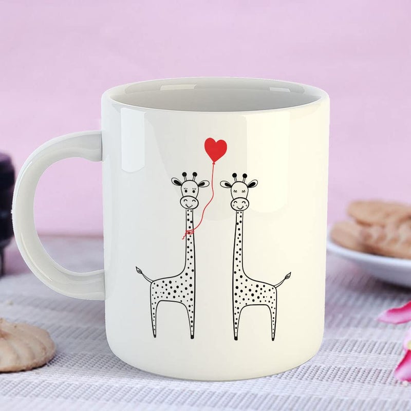 Happu Printed Ceramic Coffee Mug Valentine Day Gifts Giraffe Couple Valentine Gifts for Girls Boys Her Him Friends Relatives Loved Ones Couples 9226WH - Image 4