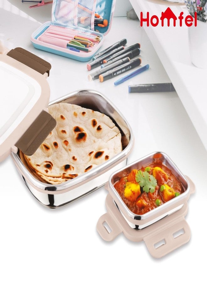 HOMFEL Stainless Steel Kids Lunch Box 550 ml with Inner Container | Leakproof Airtight Tiffin Box with 4-Side Lock | BPA-Free School Lunch Box | (Pack of 2) (Red & Blue) - Image 5