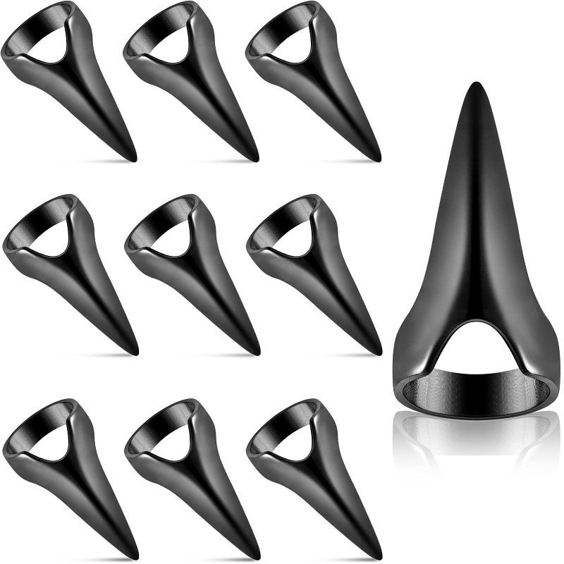 Hicarer 10 Pieces Stitch Tool for Braids Aid Finger Ring Hair Parting Tool Retro Metal Claws Rings for Hair Braiding Supplies Cosplay Nail Art Holiday PartyBlack