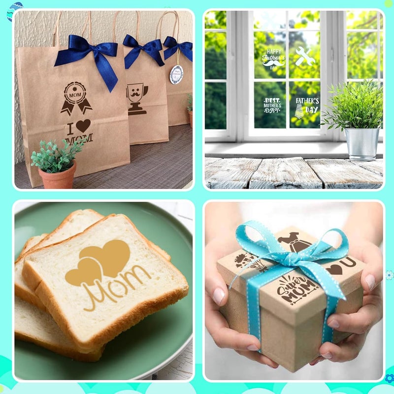 JULBEAR 36 Pieces Reusable Mother's Day Father's Day Cookie Cake Stencils Templates Mold Tools for Mother's Father's Day Birthday Wedding Party Royal Icing Cake Coffee Dessert Decoration Supplies - Image 5