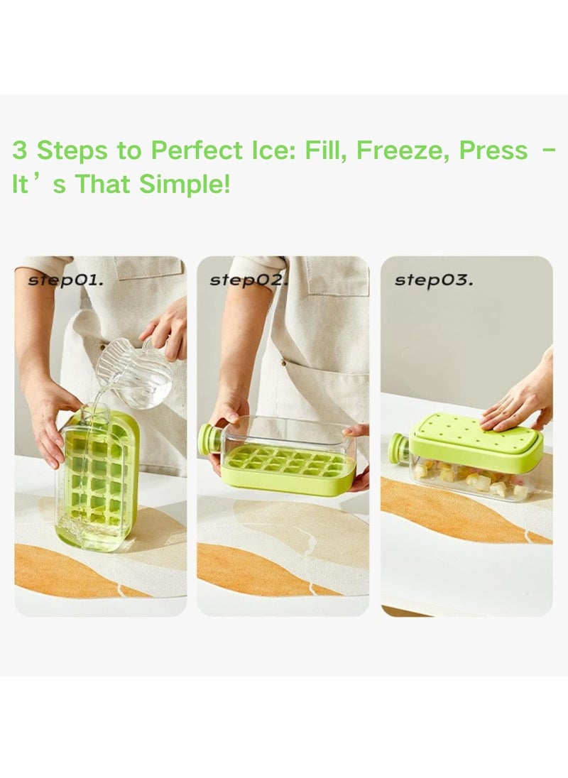 2 in 1 ice cube tray, press ice cube jug, press cold ice cube mold and jug, cool summer ice cube cup with lid and bucket, easy release silicone mold ice bottle for drinks, coffee, juice