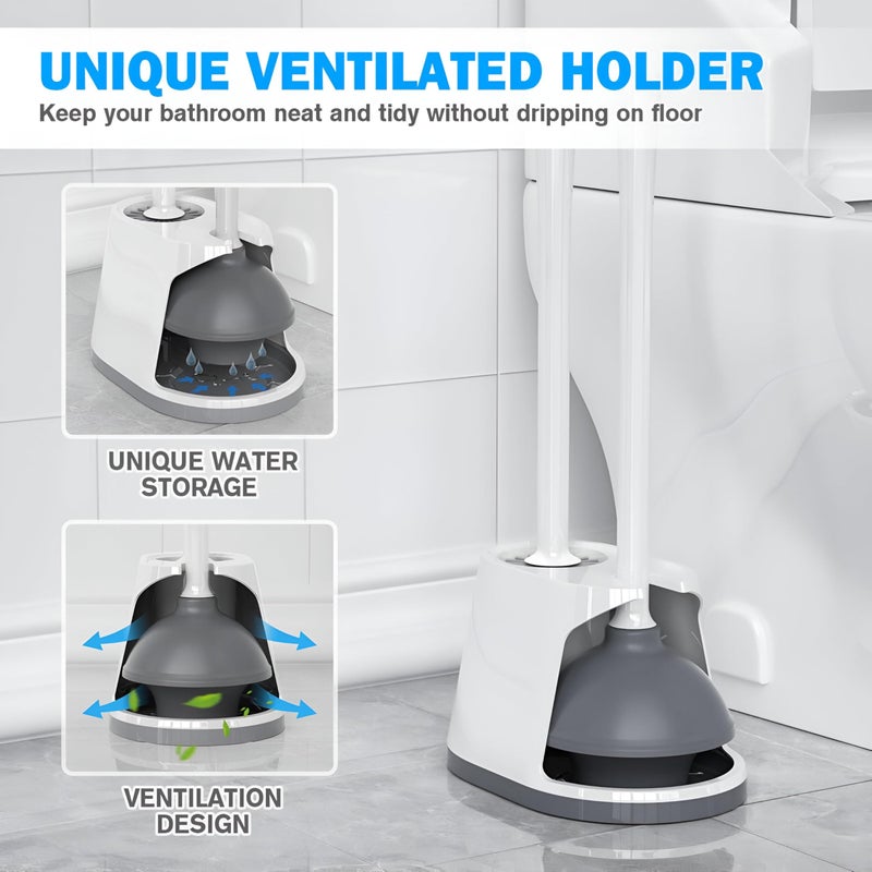 Heavy-Duty Plunger - Ultimate toilet cleaning kit featuring a robust plunger and silicone brush for a spotless bathroom experience. - Image 4