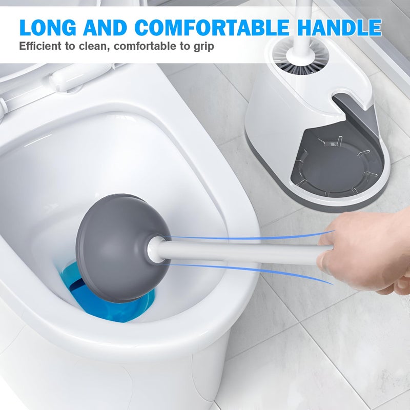 Heavy-Duty Plunger - Ultimate toilet cleaning kit featuring a robust plunger and silicone brush for a spotless bathroom experience. - Image 5