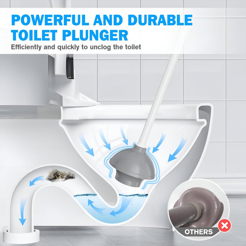 Heavy-Duty Plunger - Ultimate toilet cleaning kit featuring a robust plunger and silicone brush for a spotless bathroom experience. - Image 1