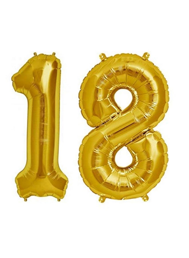 Balloonistics Number Eighteen 18 Gold Number Foil Balloon for Birthday Anniversary Celebration - Image 1