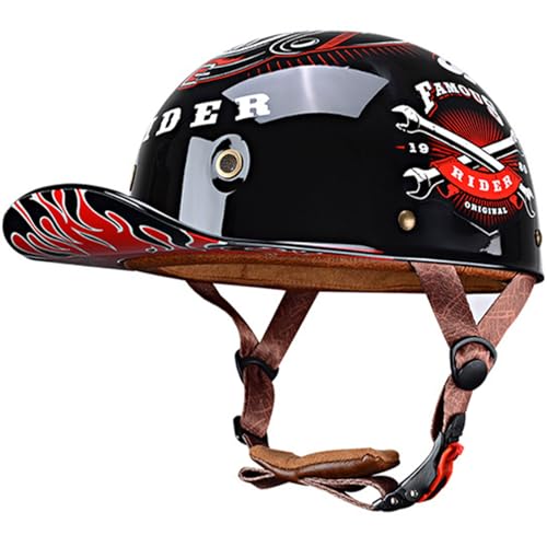 CHPINGN Baseball Motorcycle Helmet for Bike Cruiser Chopper Moped Scooter Open Face Helmet for Adult Women Men DOT ApprovedMatte Black - Image 1