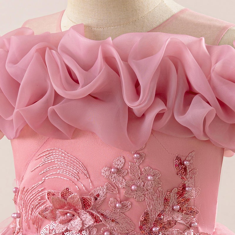 Kidinix Flower Girl Dresses Lace Embroidery Off The Shoulder Tulle Dress Communion Pageant Wedding Dance Gown - Image 5