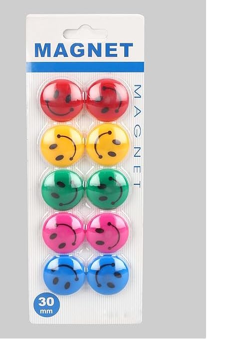 Qatalitic Round Cartoon Emoji Smile Smiley Face Fridge Magnets Refrigerator Magnetic Sticker Toys 3cm Diameter 10Pcs, 10 Piece - Image 1