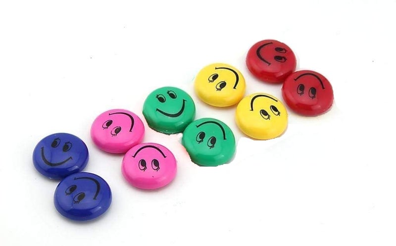 Qatalitic Round Cartoon Emoji Smile Smiley Face Fridge Magnets Refrigerator Magnetic Sticker Toys 3cm Diameter 10Pcs, 10 Piece - Image 4