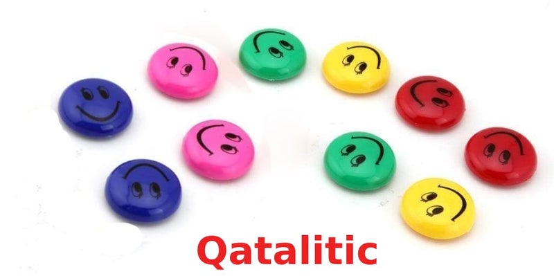 Qatalitic Round Cartoon Emoji Smile Smiley Face Fridge Magnets Refrigerator Magnetic Sticker Toys 3cm Diameter 10Pcs, 10 Piece - Image 3