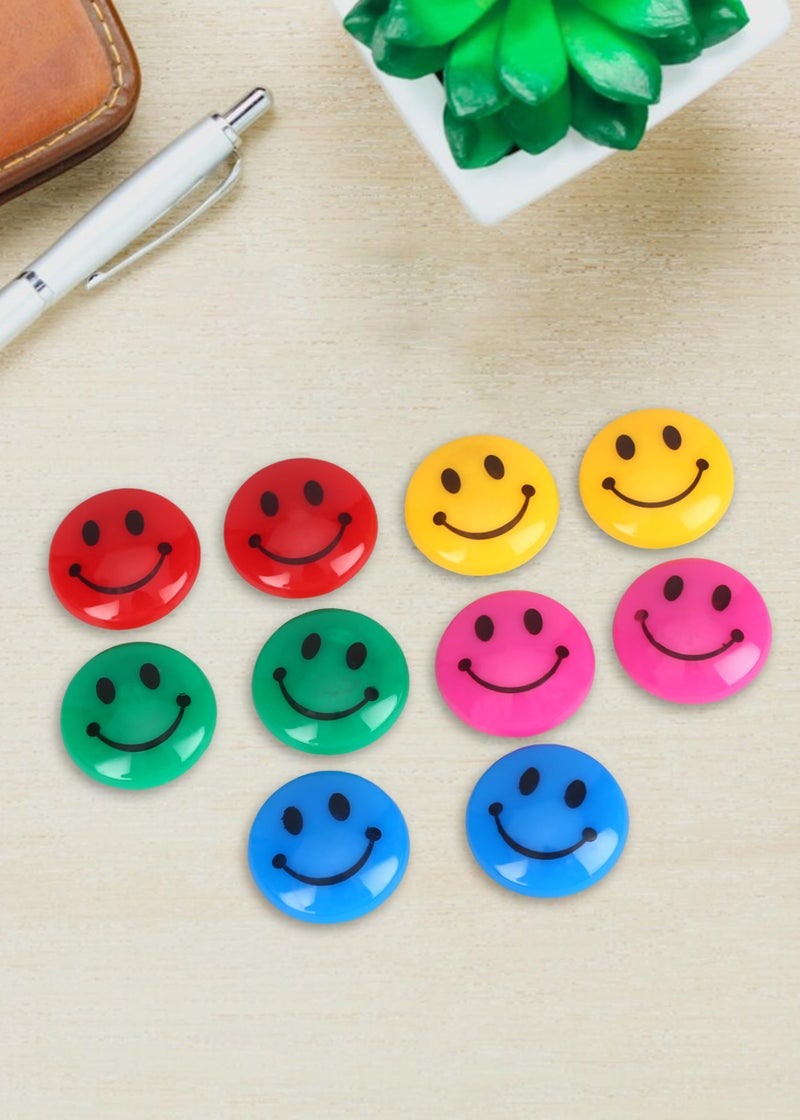 Qatalitic Round Cartoon Emoji Smile Smiley Face Fridge Magnets Refrigerator Magnetic Sticker Toys 3cm Diameter 10Pcs, 10 Piece - Image 2