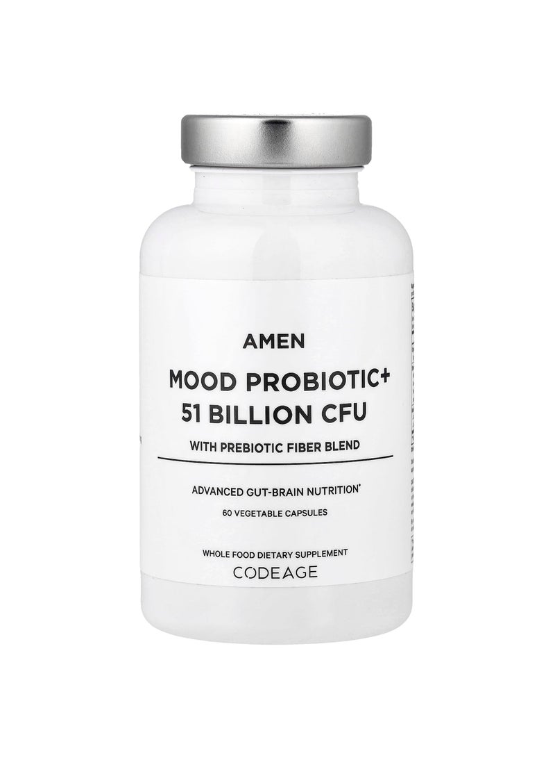 Codeage Amen, Mood Probiotic+ With Prebiotic Fiber Blend, 60 Vegetable Capsules
