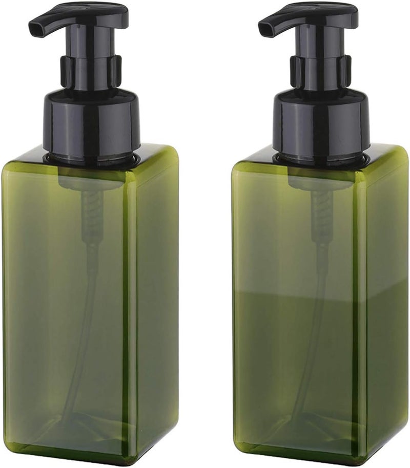 UUJOLY Foaming Soap Dispenser 650ml (22oz) Refillable Plastic Pump Bottle for Liquid Soap, Shampoo, Body Wash (2 Pcs) (Green) - Image 1
