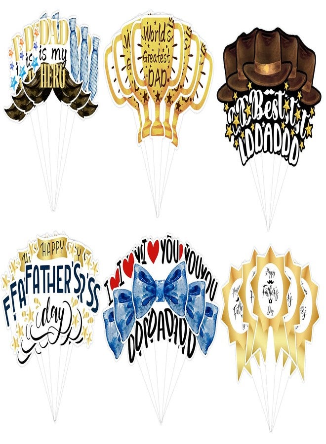 wuhuzsm Father's Day Cupcake Toppers 36 Pack, Happy Fathers Day Cake Decorations I Love My Dad Best Dad Cupcake Picks with Beard & Tie Designs for Father's Day Party Supplies - Image 1