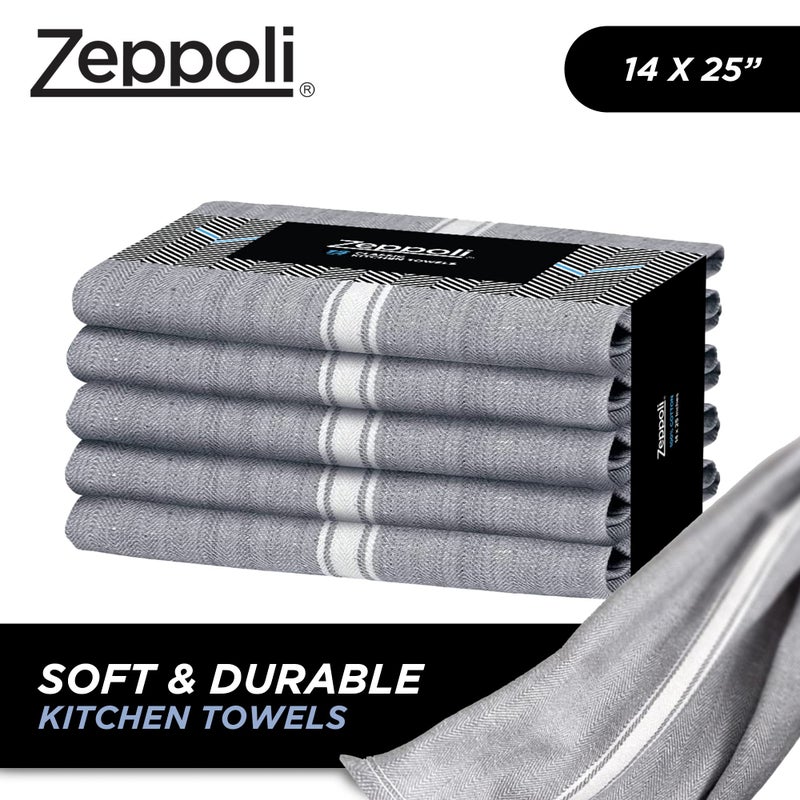 Zeppoli Classic Kitchen Towels - 15 Pack 100% Natural Cotton Kitchen Towel Set  Reusable Wash Cloths  Absorbent Dish Towels  Machine Washable Hand Towels  Kitchen Essentials - 14  by 25  - Black - Image 2