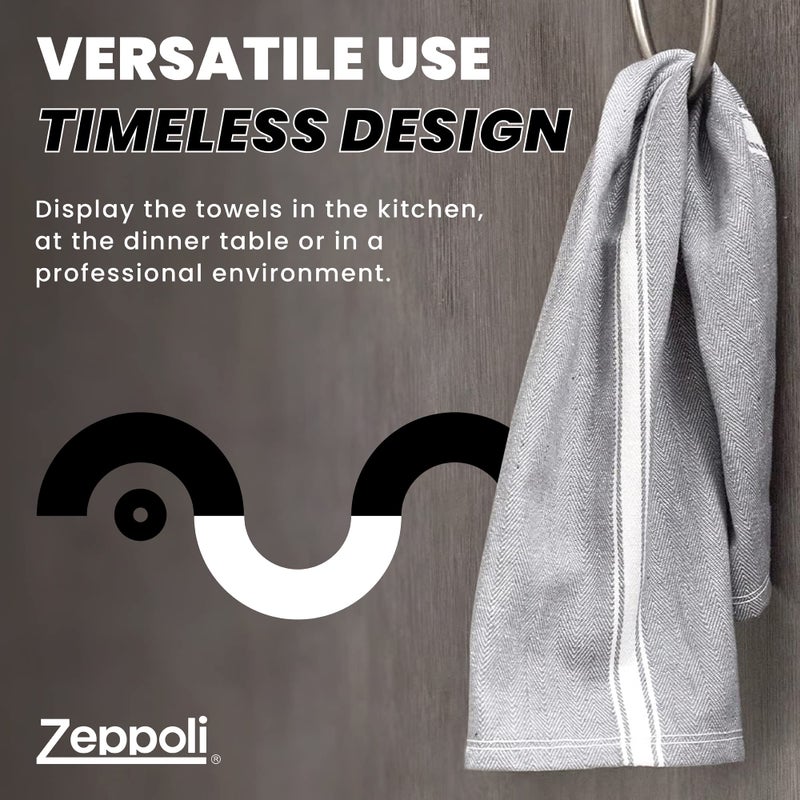 Zeppoli Classic Kitchen Towels - 15 Pack 100% Natural Cotton Kitchen Towel Set  Reusable Wash Cloths  Absorbent Dish Towels  Machine Washable Hand Towels  Kitchen Essentials - 14  by 25  - Black - Image 5