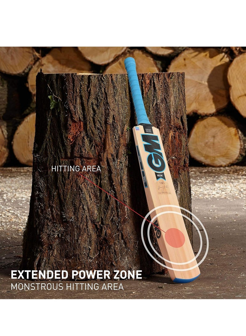 GM Neon 101 Kashmir Willow Cricket Bat for Leather Ball |Full Size | Light Weight| Free Cover| (1601068) - Image 2