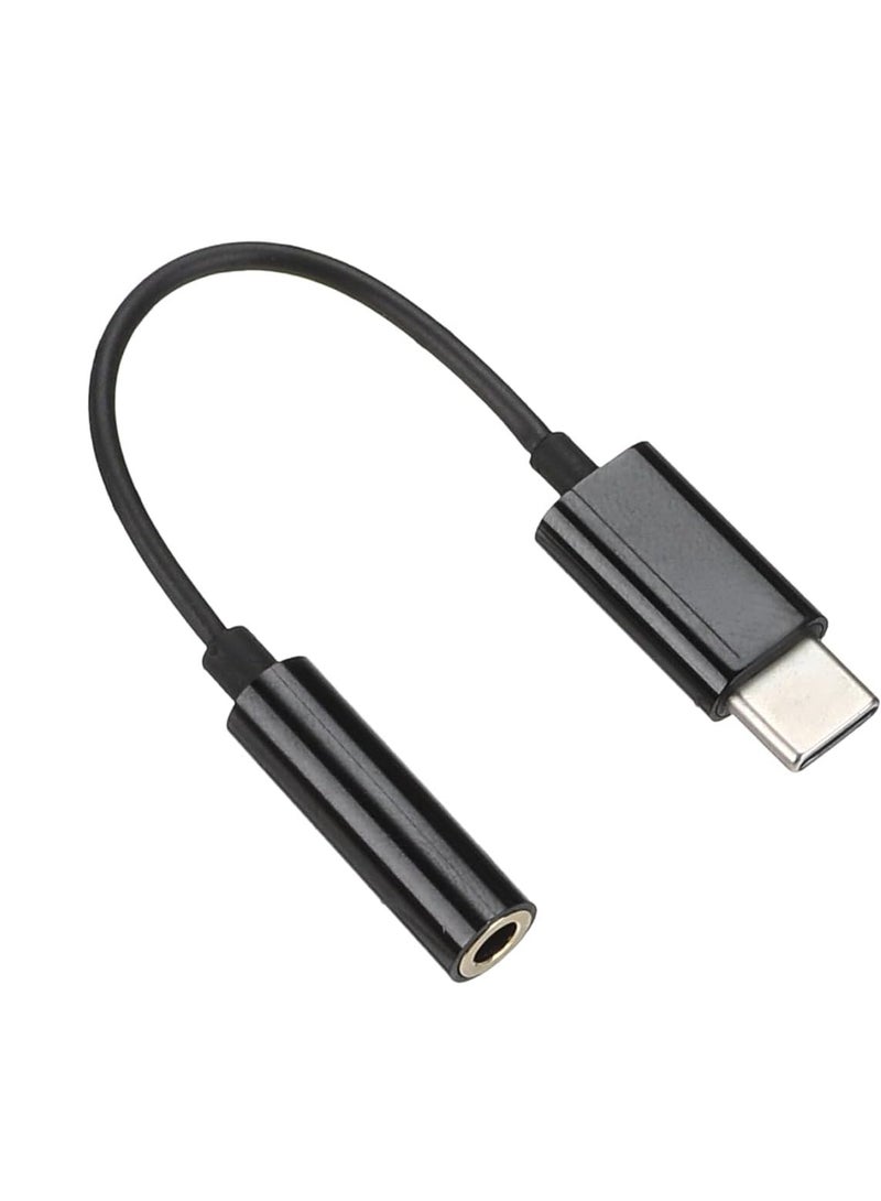 USB Type C Headphone Jack Adapter, Type C to 3.5mm Female Earphone Aux Audio Connector Adapter support calls - Black