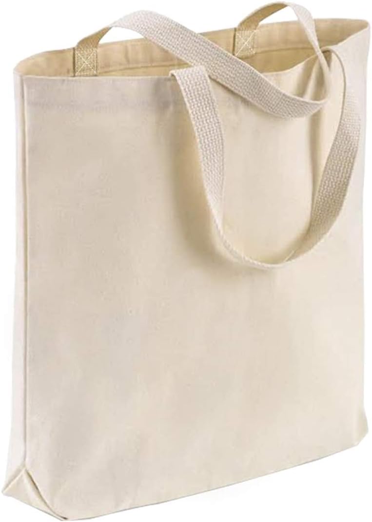 TBF 12Pack Heavy Duty Sturdy Canvas Tote Bags with Handles  Reusable Natural Grocery Shopping Bags Blank Cloth Fabric for DIY Crafts  15x15x3 - Image 1