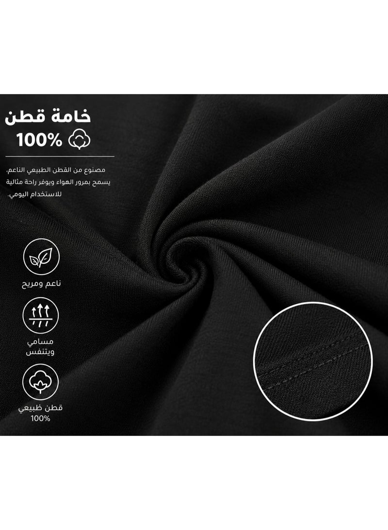 تيشيرت رجالي أوفر سايز قطن نصف كم سادة أسود – كاجوال مريح للاستخدام اليومي-M - Image 5