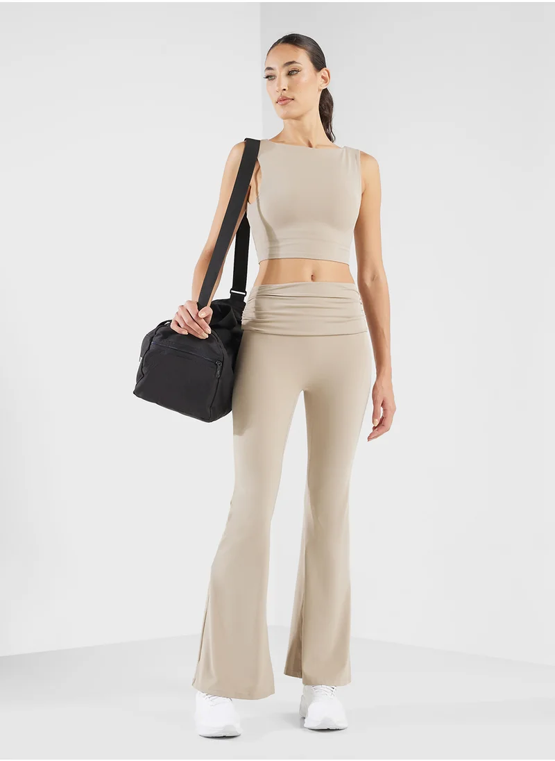 FRWD Fitted Seamless Vest & Foldover Flare Leggings Set
