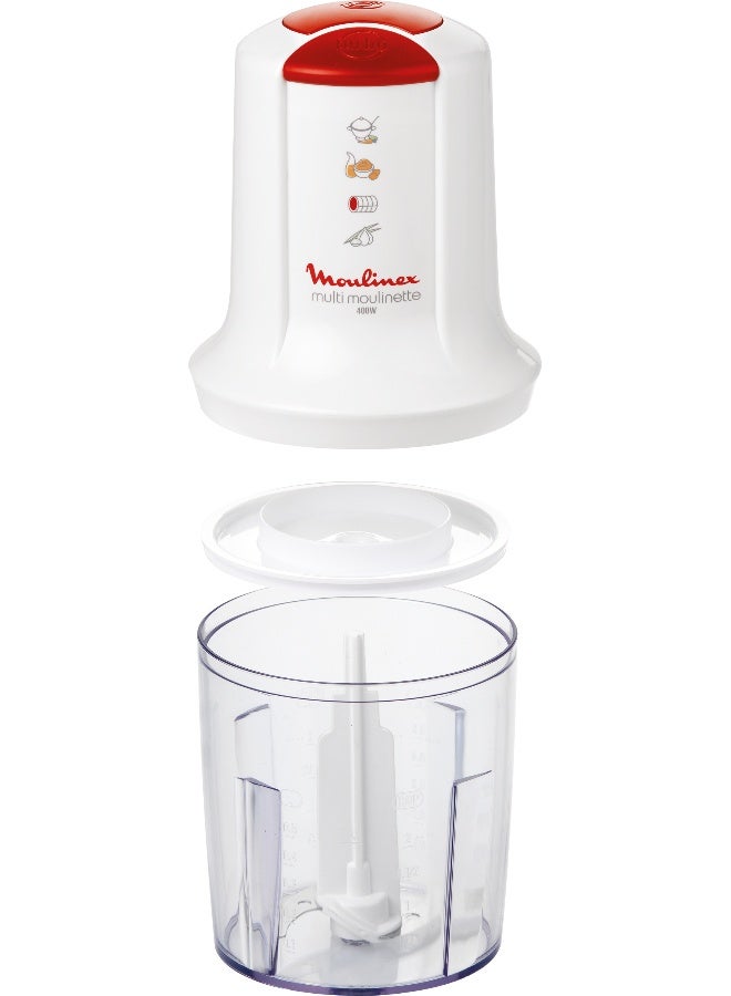 MOULINEX Multi Moulinette 500 Ml Chopper, 500 Watt, White, Plastic/Glass, At711161 500 ml AT711161 White / Red - Image 4