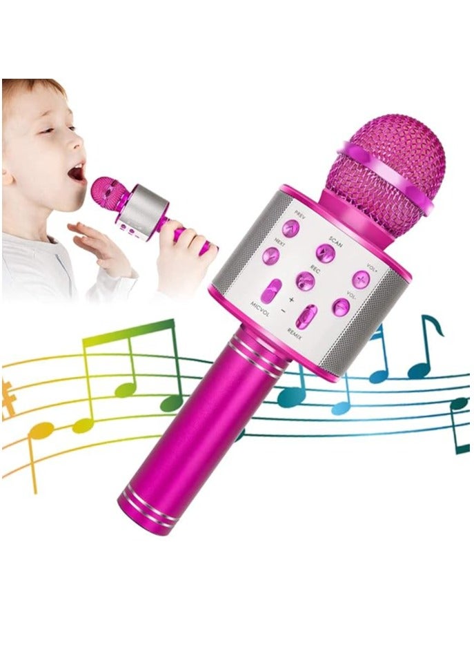 New WS858 Karaoke Wireless Bluetooth Microphone Home Singing Microphone Handheld KTV Speaker Microphone (Purple Pink)  - Image 1