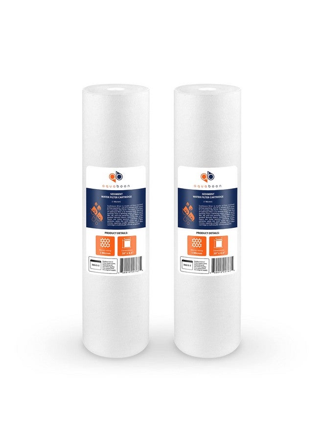 أكوابون فلتر مياه الآبار Aquaboon 1 ميكرون بديل 20 × 4.5 خرطوشة فلتر رواسب المنزل بالكامل متوافقة مع DGD-5005-20 وFP25B وAP810-2، عبوة من قطعتين - Image 1