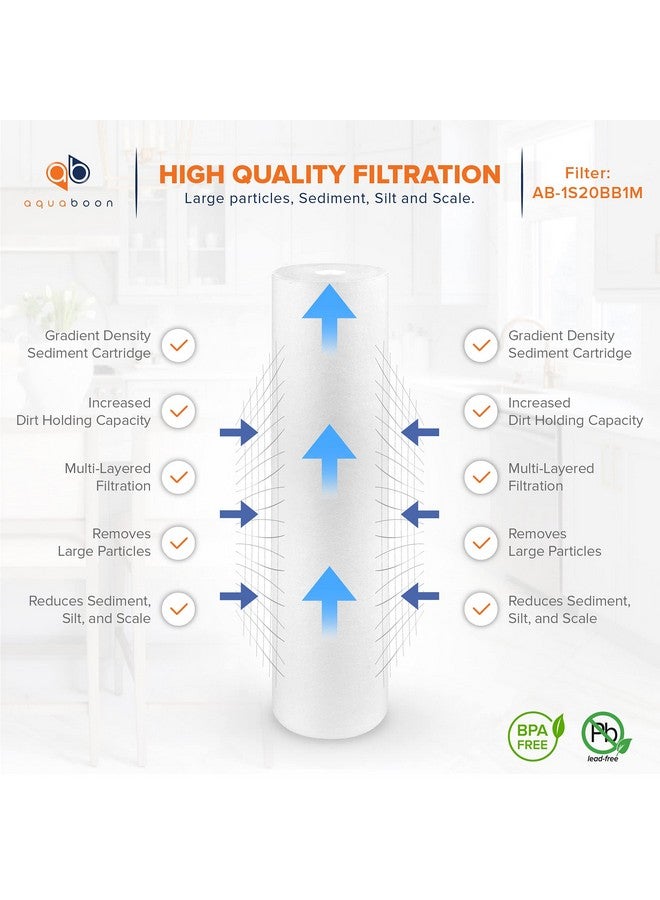 أكوابون فلتر مياه الآبار Aquaboon 1 ميكرون بديل 20 × 4.5 خرطوشة فلتر رواسب المنزل بالكامل متوافقة مع DGD-5005-20 وFP25B وAP810-2، عبوة من قطعتين - Image 3