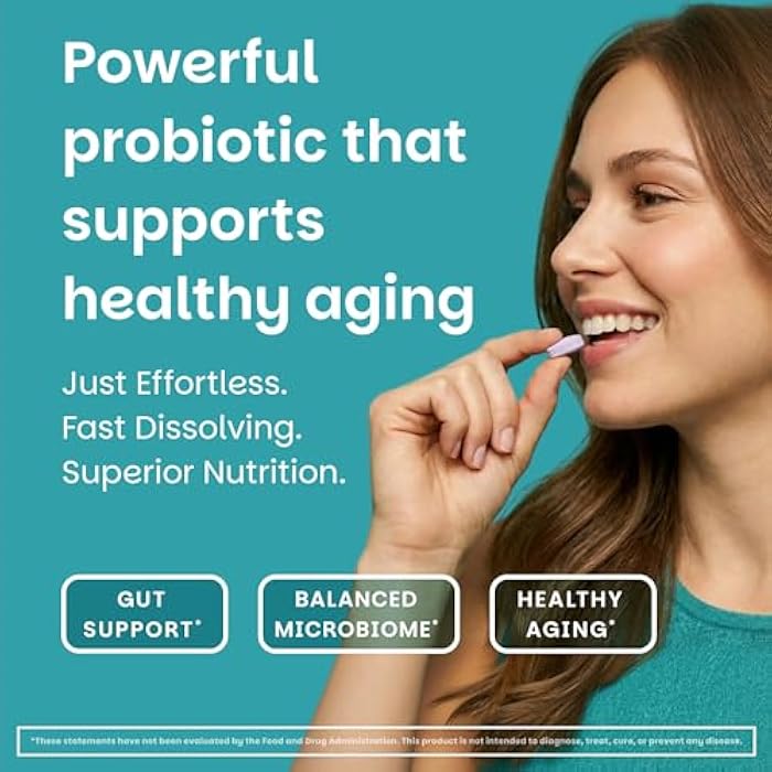 EZ Melts Healthy Aging Probiotic - Daily Probiotic for Digestive & Gut Health Support - with Bifidobacterium Longum - Non-GMO & Vegan - Strawberry - 60 Dissolvable Tablets (60 Servings) - Image 3