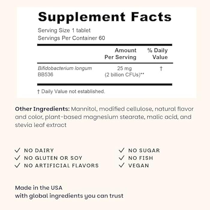 EZ Melts Healthy Aging Probiotic - Daily Probiotic for Digestive & Gut Health Support - with Bifidobacterium Longum - Non-GMO & Vegan - Strawberry - 60 Dissolvable Tablets (60 Servings) - Image 2