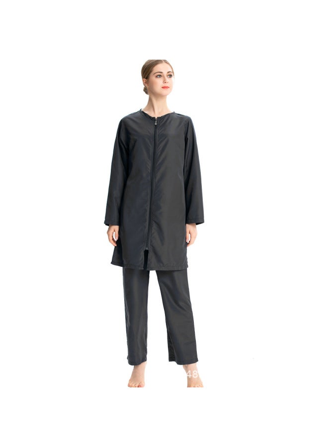 Generic Amazon Cross-border Muslim Muslim Swimsuit Women's Solid Color Conservative Swimsuit Three-piece Large Size Hooded S007