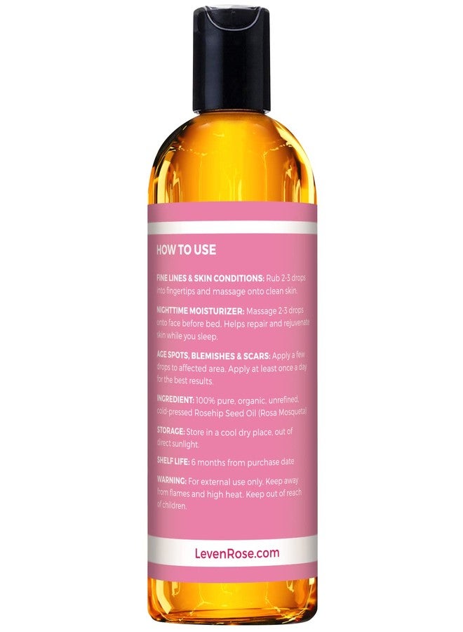 Leven Rose Rosehip Seed Oil for Face 16 oz - Pure Rosehip Oil for Face - Unrefined Cold Pressed Rose hip for Body - Nighttime Face Moisturizer for Hair, Skin & Nails - Image 3