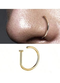 YUCCA 1PC Women Gold Fake Nose Piercing Circle Nose Piercing Fashion D-Shape Attractive No Piercing Nose Clip Stainless Steel Septum Piercing Body Jewelry  - Image 1