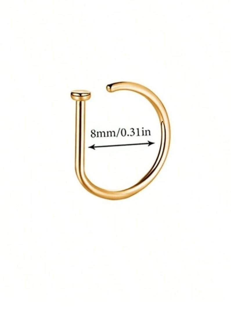 يوكا  قطعة واحدة النساء الذهبي ثقب الالنف الوهمي ثقب الأنف الدائري موضة D-شكل جذاب دون الحاجة لثقب مشبك الأنف الفولاذ المقاوم للصدأ ثقب الحاجز مجوهرات للجسم - Image 2