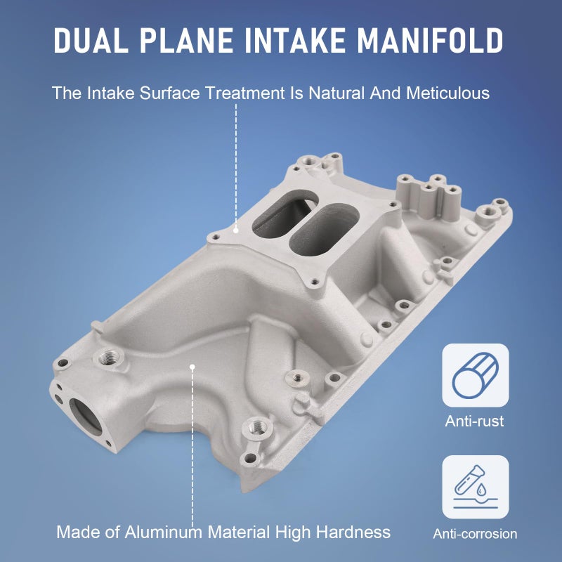 DICMIC Aluminum Dual Plane Intake Manifold Compatible with Ford Small Block Windsor V8 5.8L 351W Idle-6800 RPM Range Replace# 84023 - Image 3