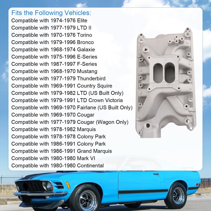 DICMIC Aluminum Dual Plane Intake Manifold Compatible with Ford Small Block Windsor V8 5.8L 351W Idle-6800 RPM Range Replace# 84023 - Image 2