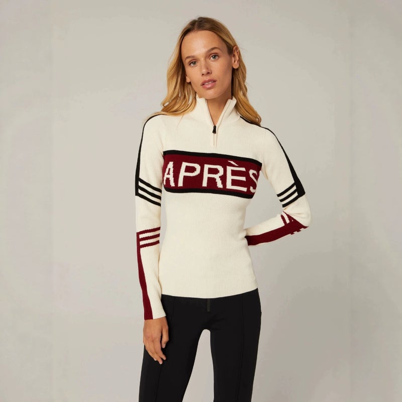 Women's Half Zip High Neck Jacquard Knit Sweater - Image 2