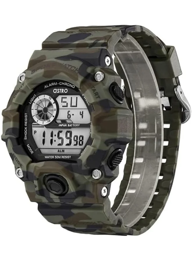 أسترو Astro Men's Watch, Digital Display and Polyurethane Strap - A9906-PPHB, Army Green Camo