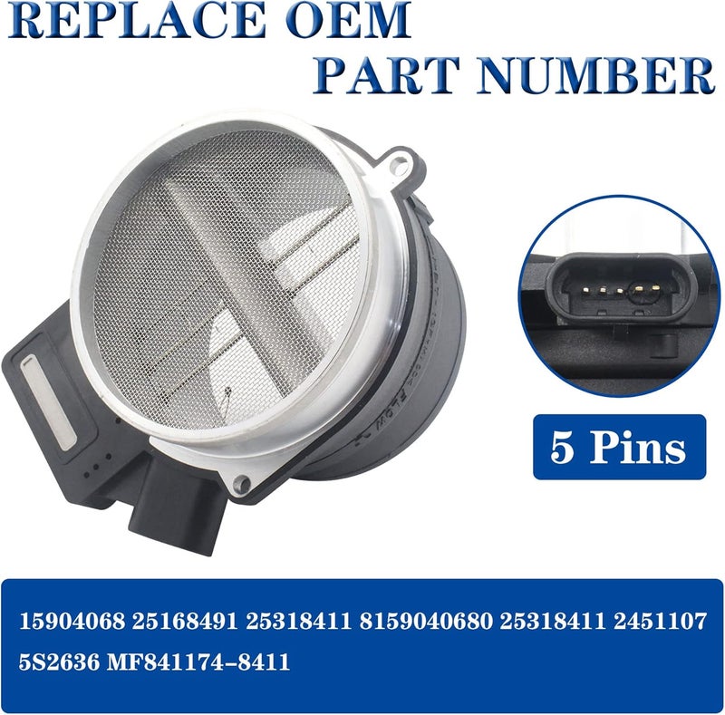 AdvanEX Mass Air Flow Sensor MAF Compatible with Chevrolet Silverado Suburban Escalade Tahoe Yukon 99-07 /Cadillac Rainier Deville Eldorado 00-05 /Pontiac 05-06 Replaces OE 213 4160 25318411 86-8411 - Image 2