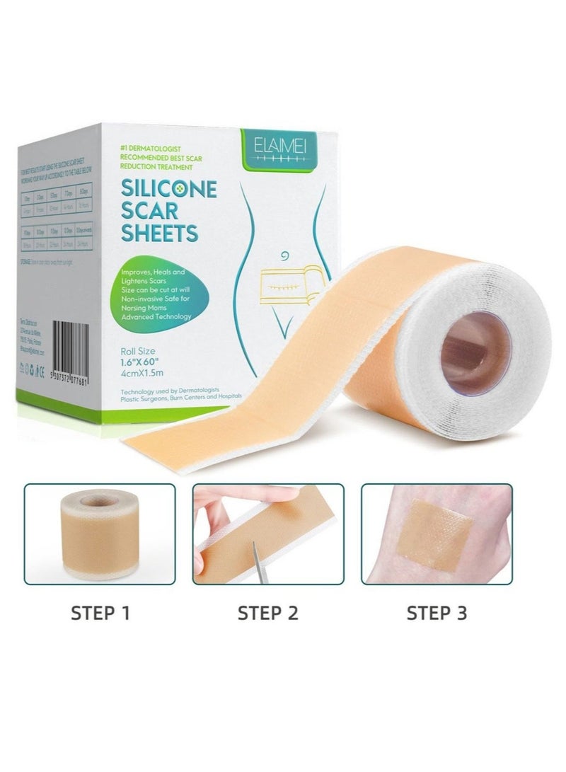 Generic Silicone Scar Sheets, Fade Scar Sticker, 4cm*1.5m, Efficient Beauty Scars Removal Self-adhesive Acne Burn Repair Soft Silicone - Image 1