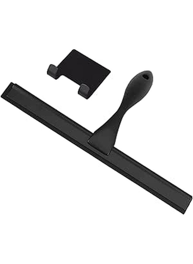 10 Inch Black Handheld Squeegee For Shower Glass Car Windshield With Stainless Steel Handle - Image 1